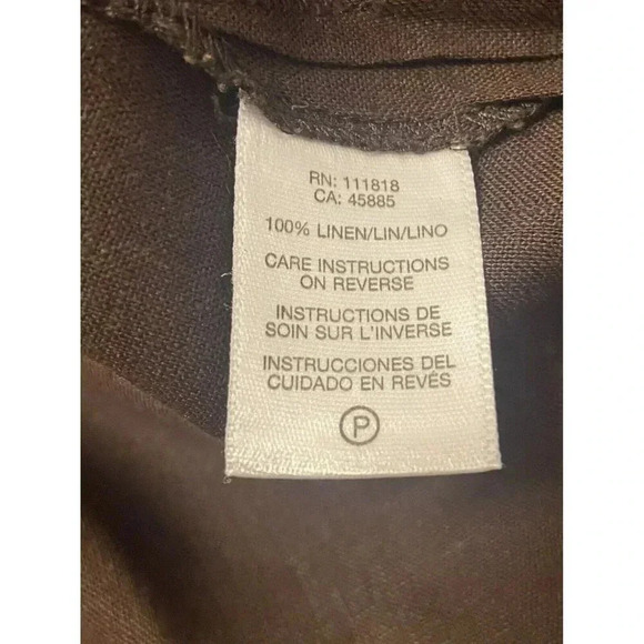 Michael Kors Large Tunic Top Blouse Brown Linen Wooden Beaded Embroidered Size M - Picture 7 of 8